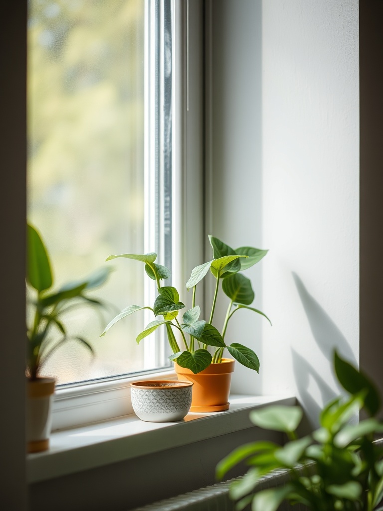 indoor plants on a windowsill