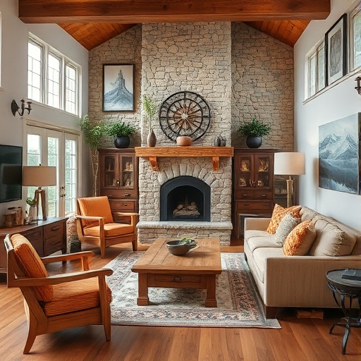 living room with natural materials