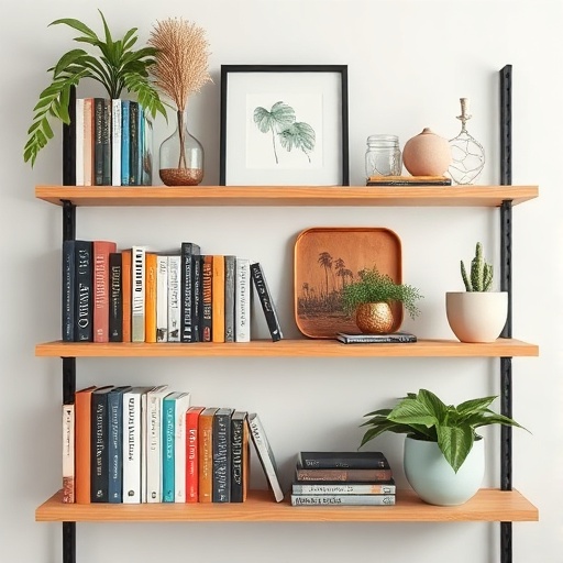 shelf with books and decor