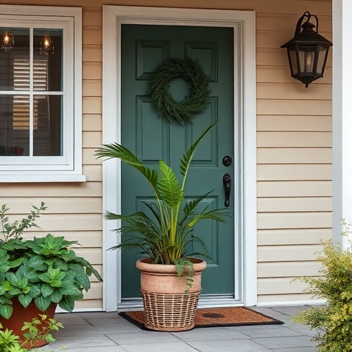 potted plant at home entrance