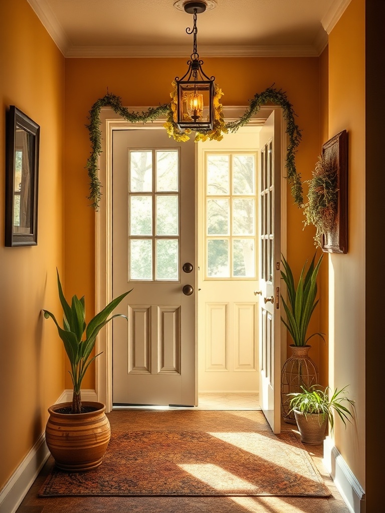 home entrance with warm color palette