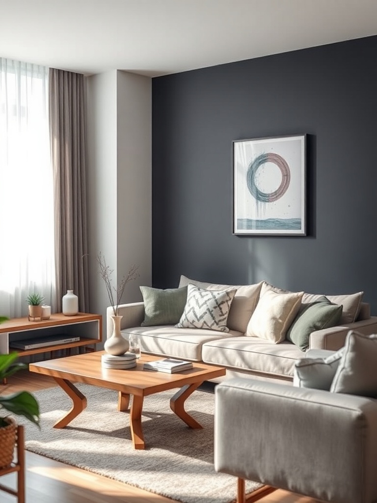 living room with personalized artwork