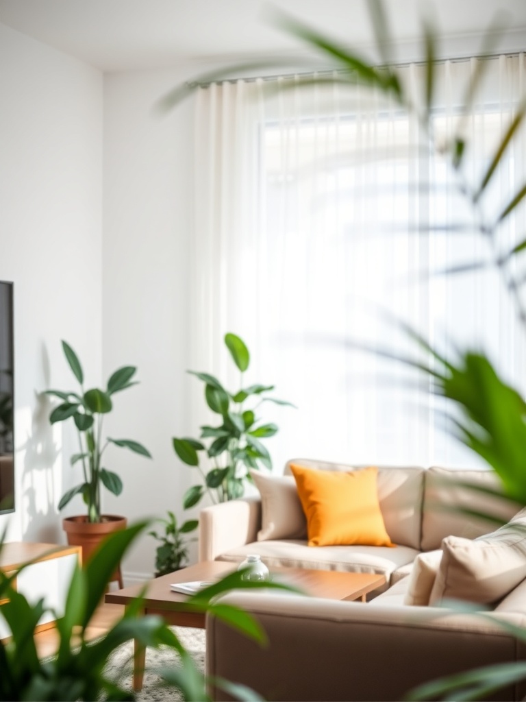 living room with indoor plants