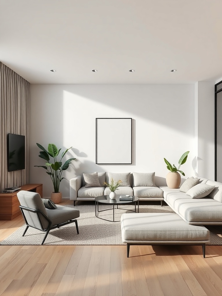 minimalist living room with neutral tones