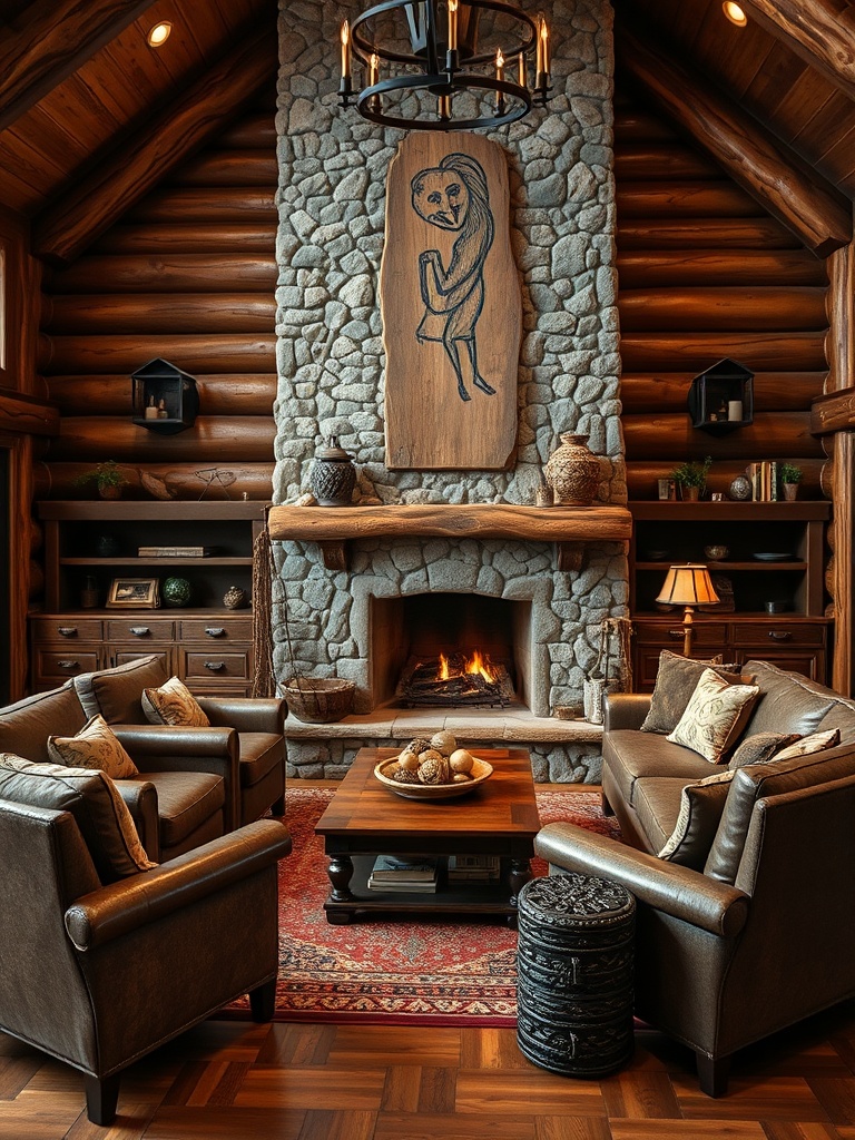 rustic living room with wooden furniture