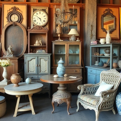 vintage furniture in rustic decor