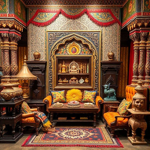Indian decor with textiles and carvings