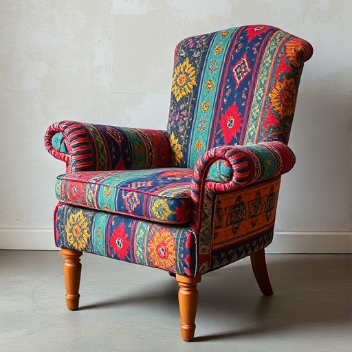 upcycled chair with ethnic patterns