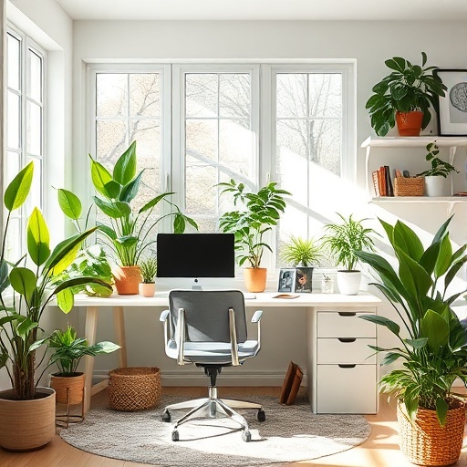 home office with natural elements