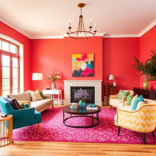 vibrant living room with bold colors