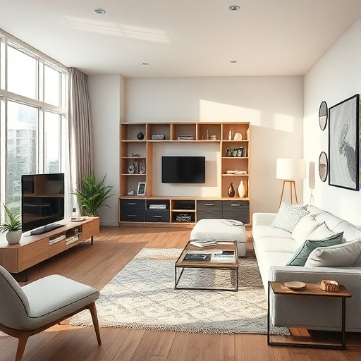 multifunctional living room with distinct zones