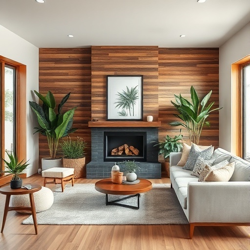 living room with natural elements