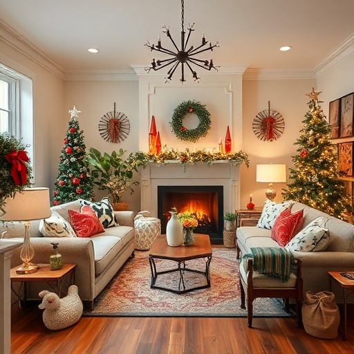living room with seasonal decor