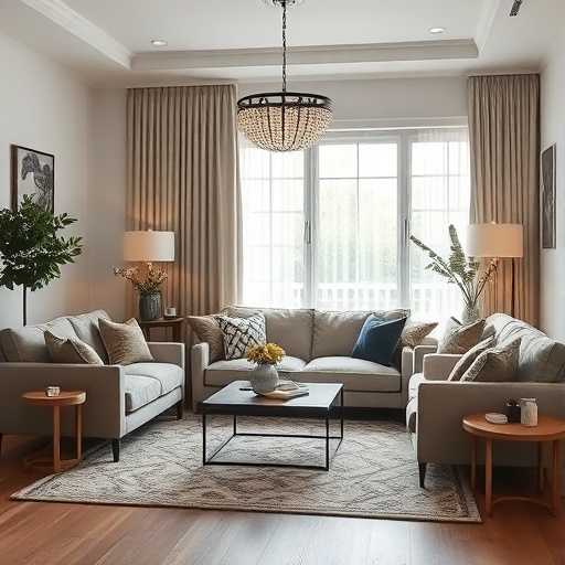 living room with layered textures