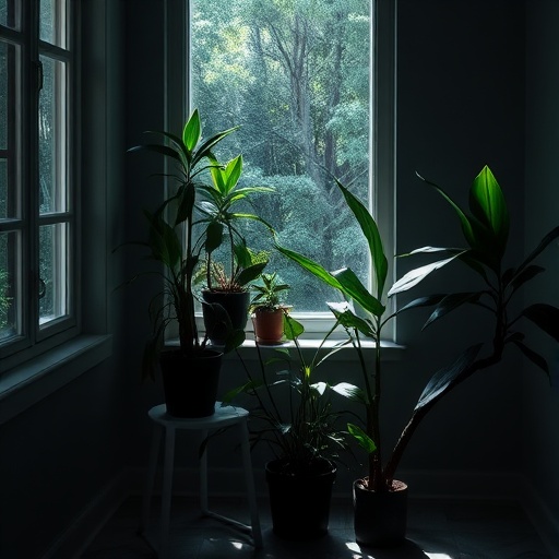 indoor plants in dark decor