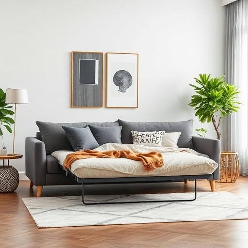modern living room with a stylish sofa bed