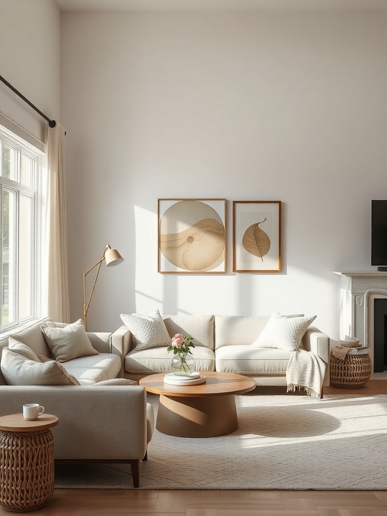 living room with neutral colors and soft textures