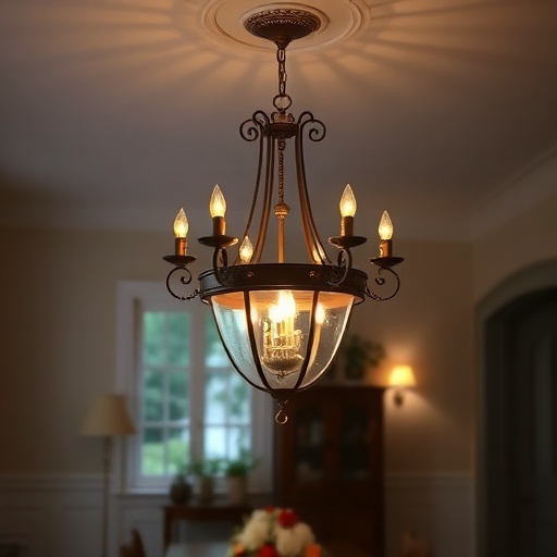 vintage chandelier in dining room