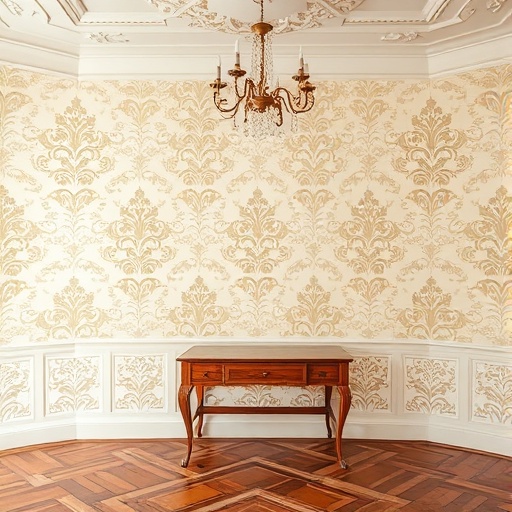 room with vintage damask wallpaper
