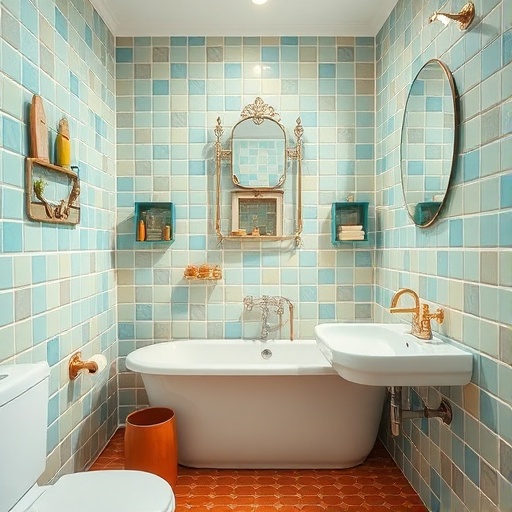 bathroom with colorful tiles