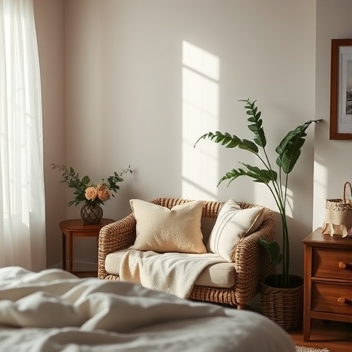 cozy reading nook in a bedroom