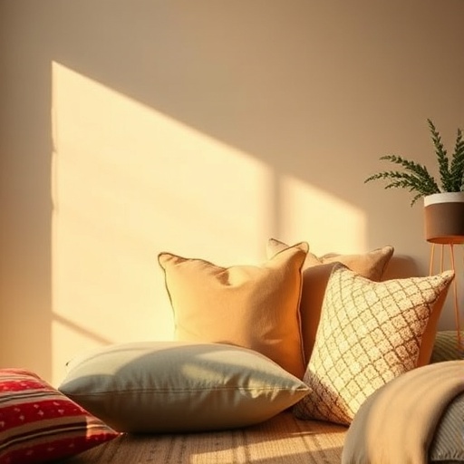 Cozy corner with cushions and warm lighting