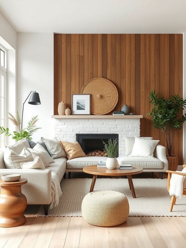 Scandi living room with soft textiles and natural light