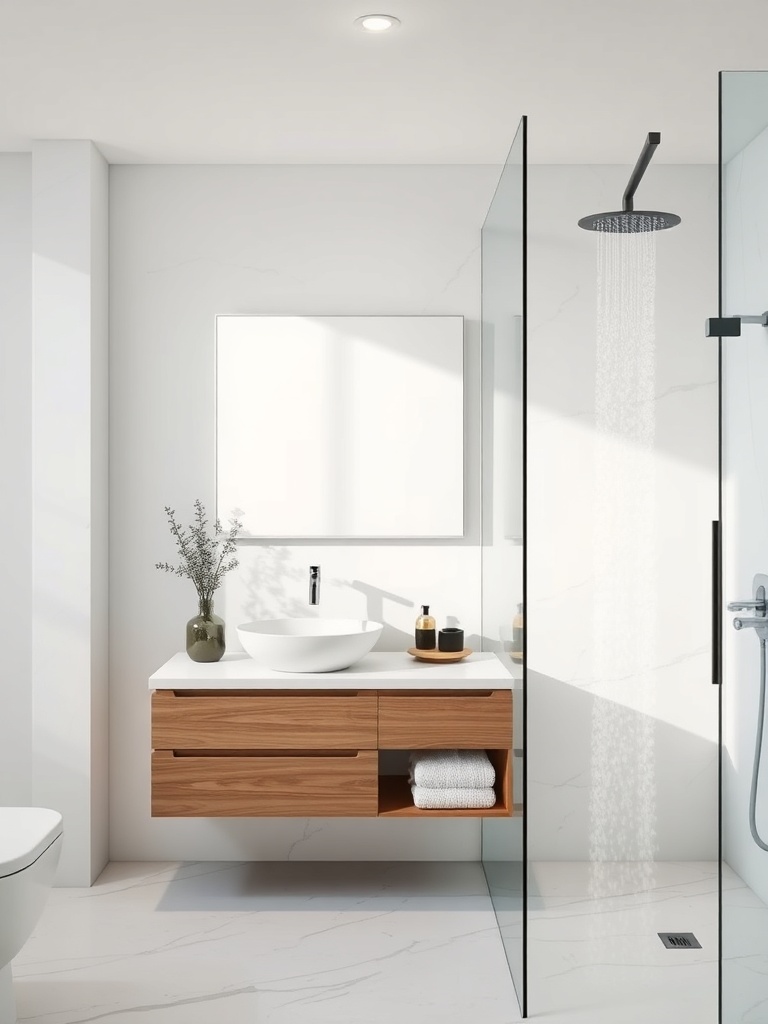 modern bathroom with floating vanity