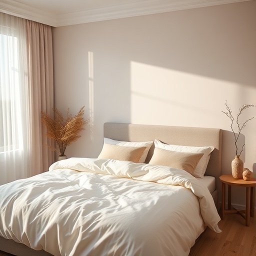 calm bedroom with soft colors