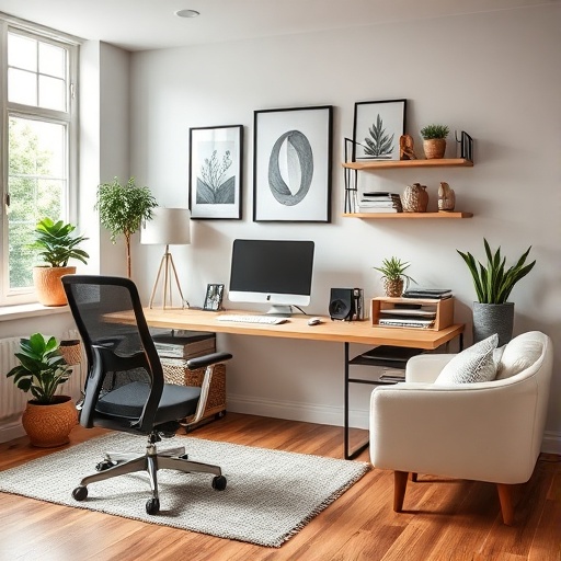 modern home office with ergonomic chair