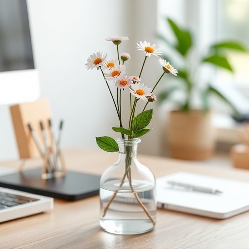 desk flower vase in home office