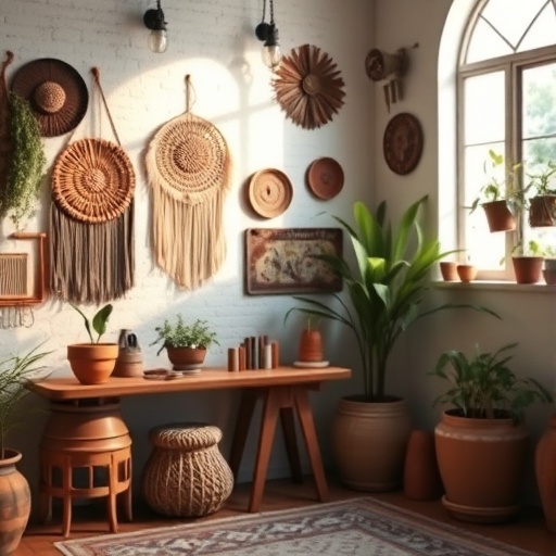 Gallery wall in bohemian decor