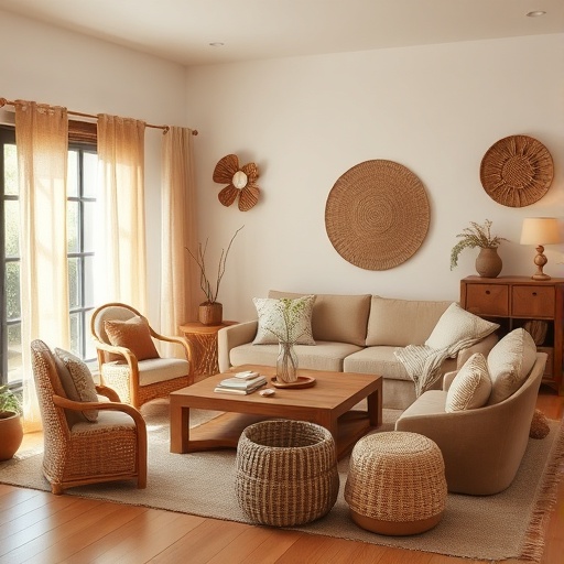 Natural materials in bohemian decor