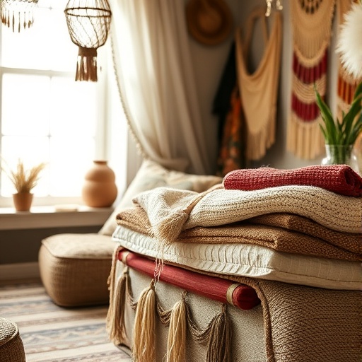 Layered textiles in bohemian decor