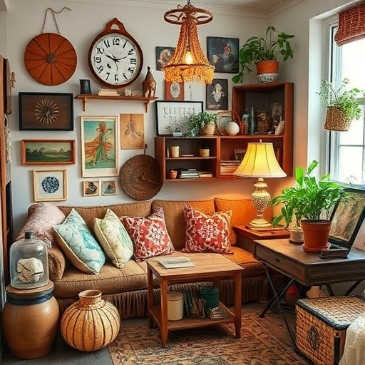 Vintage decor in bohemian style