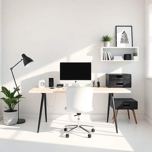minimalist home office with clean workspace