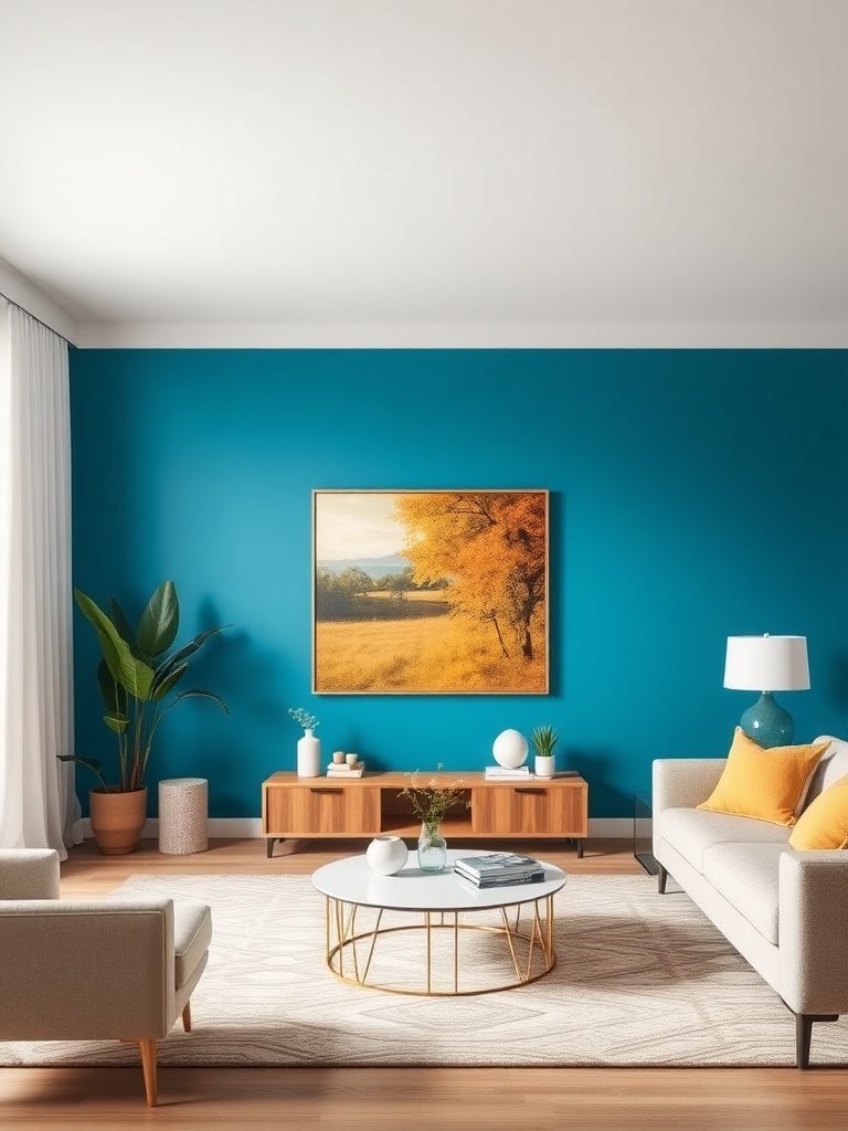 vibrant accent wall in a living room