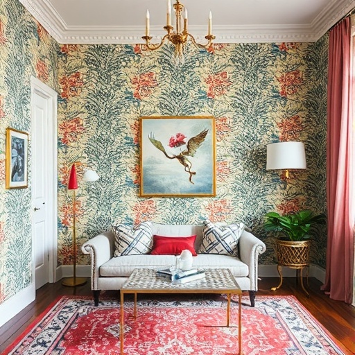 bold patterned wallpaper in a room