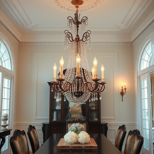 vintage chandelier in a dining room