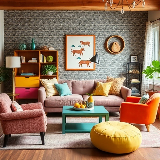 colorful whimsical furniture in a living room