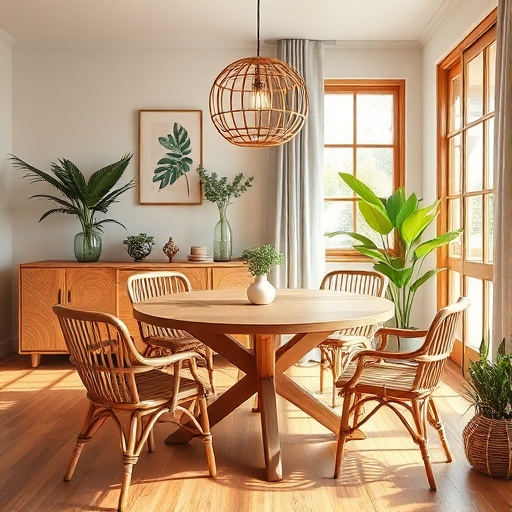 dining area with bamboo furniture