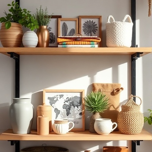 shelf with fair trade decor items