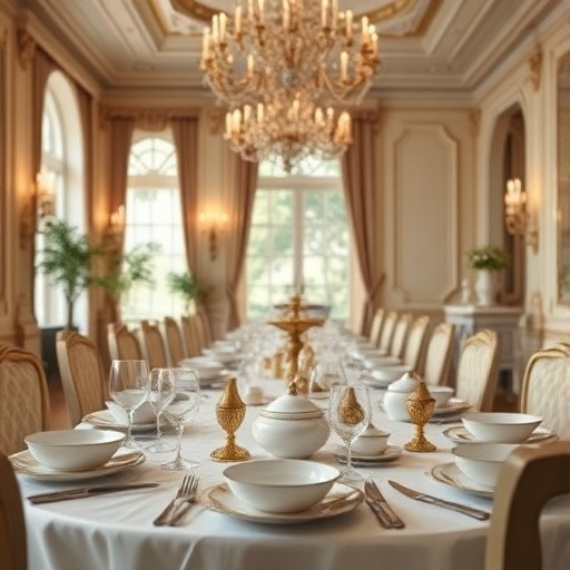 luxurious dining room with fine china
