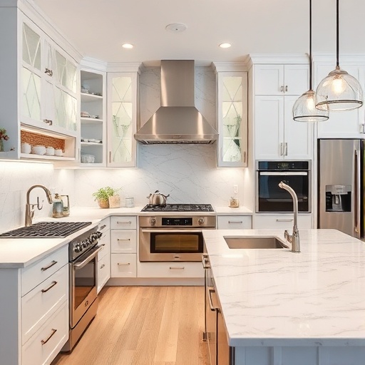 luxury kitchen with marble countertops