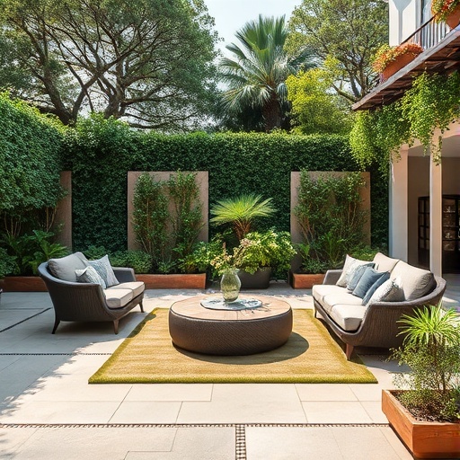 luxurious outdoor space with furniture