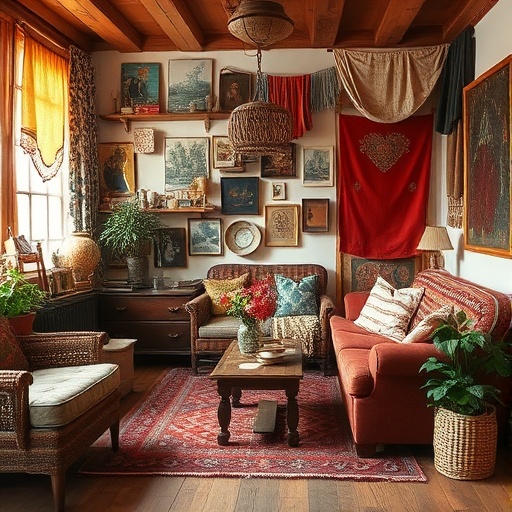 cozy room with layered textiles