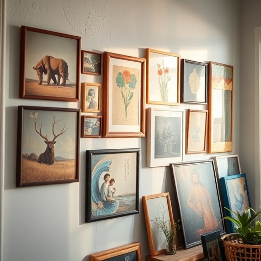 gallery wall with thrifted art
