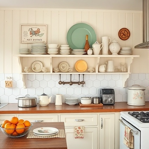 vintage dishware in a kitchen