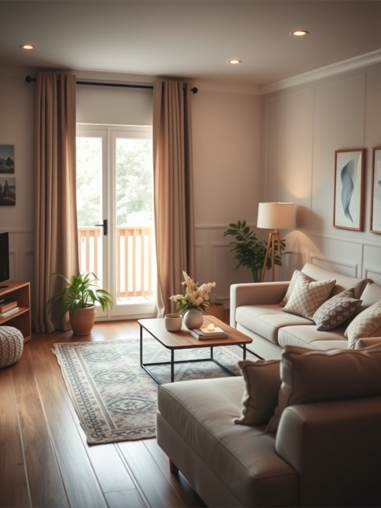 cozy living room with soft lighting