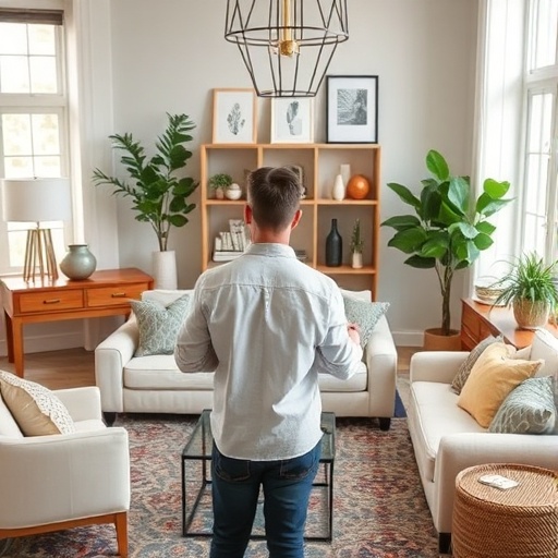 person assessing home decor